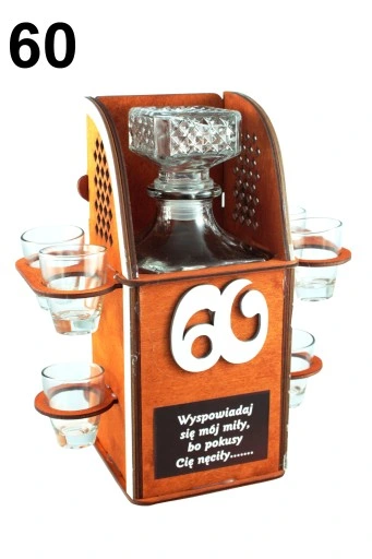 Karafka na alkohol 6 kieliszków kieliszki prezent URODZINY 18-99 WZORY