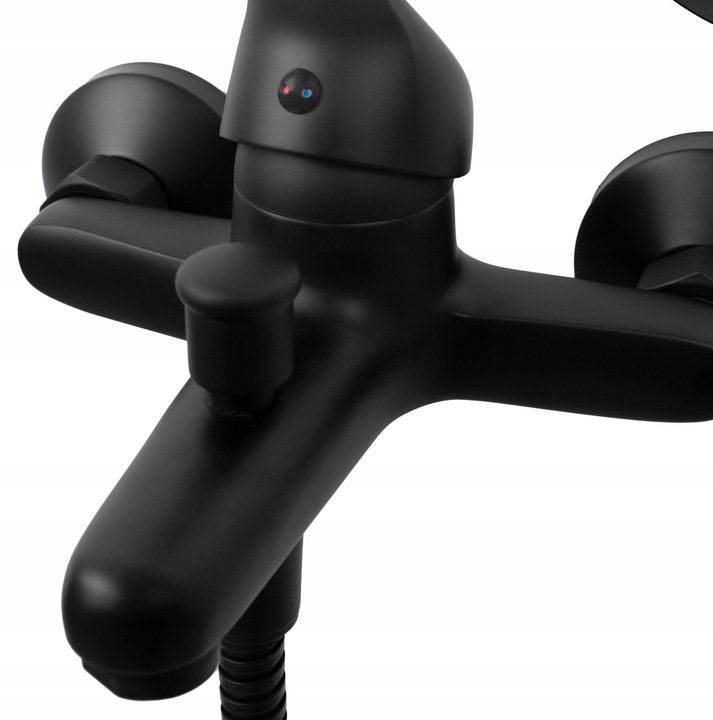 Bateria wannowa z prysznicem czarna ścienna kran DO WANNY słuchawka z wężem