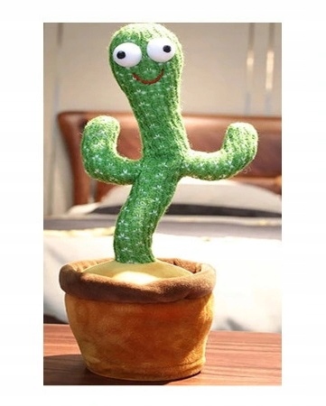 Śpiewający i Tańczący Kaktus Led 33cm Powtarza Słowa