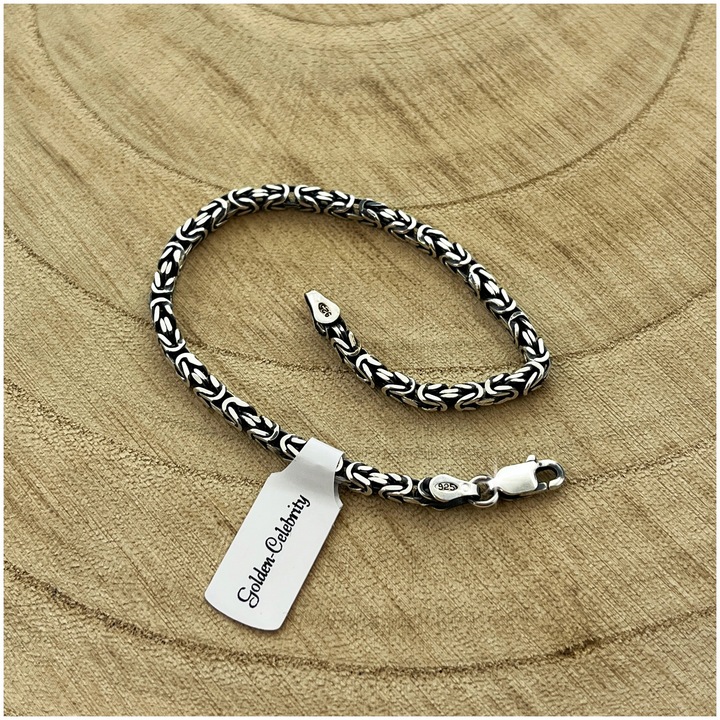 BRANSOLETKA SREBRNA SPLOT KRÓLEWSKI SREBRO PR. 925 GRAWER DLA CHŁOPCA 19 CM