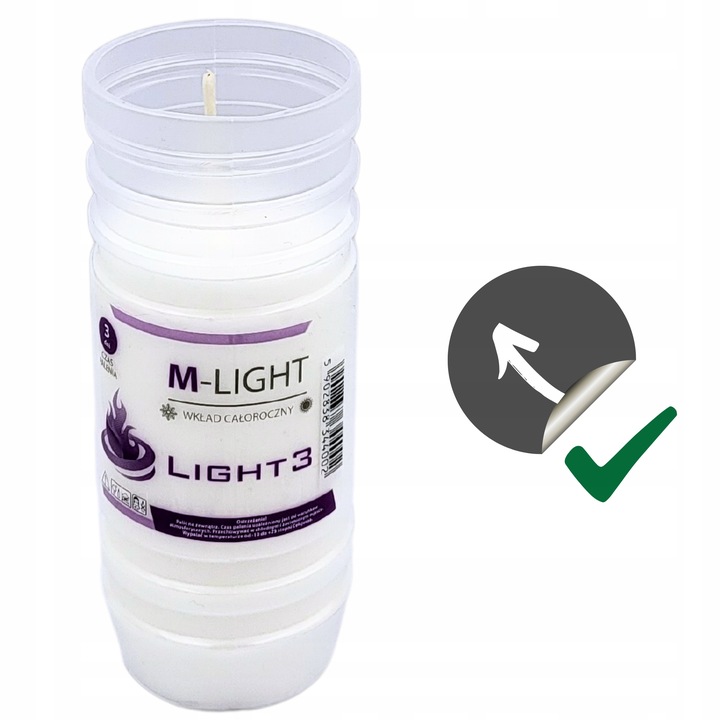 Wkłady do zniczy Parafinowe Znicze 72h 3 dni 20szt