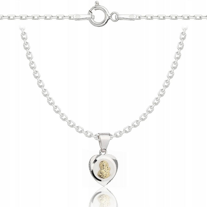 Łańcuszek Srebrny Ankier Diamentowany z Serduszkiem pr 925 Grawer Gratis