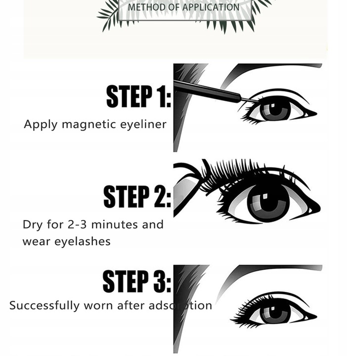 RZĘSY MAGNETYCZNE 5X DŁUGIE + PĘSETA + 2X EYELINER