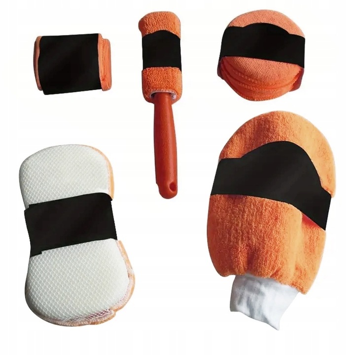 ZESTAW DO MYCIA SAMOCHODU CZYSZCZENIA AUTA DETAILING GABKA RĘKAWICA FELG