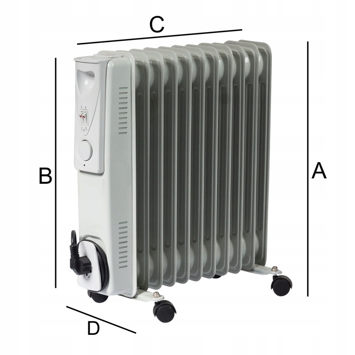 GRZEJNIK ELEKTRYCZNY 2500W OLEJOWY 11 ŻEBEREK TERMOSTAT ŻEBERKOWY OLEJAK