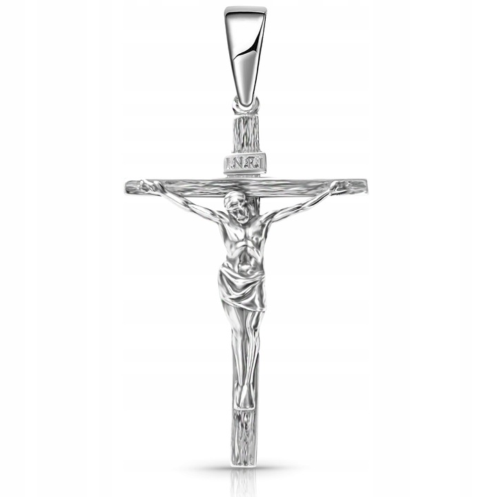 Krzyżyk duży srebrny męski 925 z Jezusem wizerunkiem pasyjka