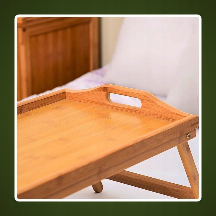 STOLIK ŚNIADANIOWY POD LAPTOPA DO ŁÓŻKA DREWNIANY SKŁADANY NA PREZENT TACA