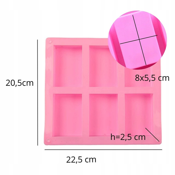 Silikonowa forma do mydła mydełek 6 szt. sztabki GH-FS05 dla początkujących