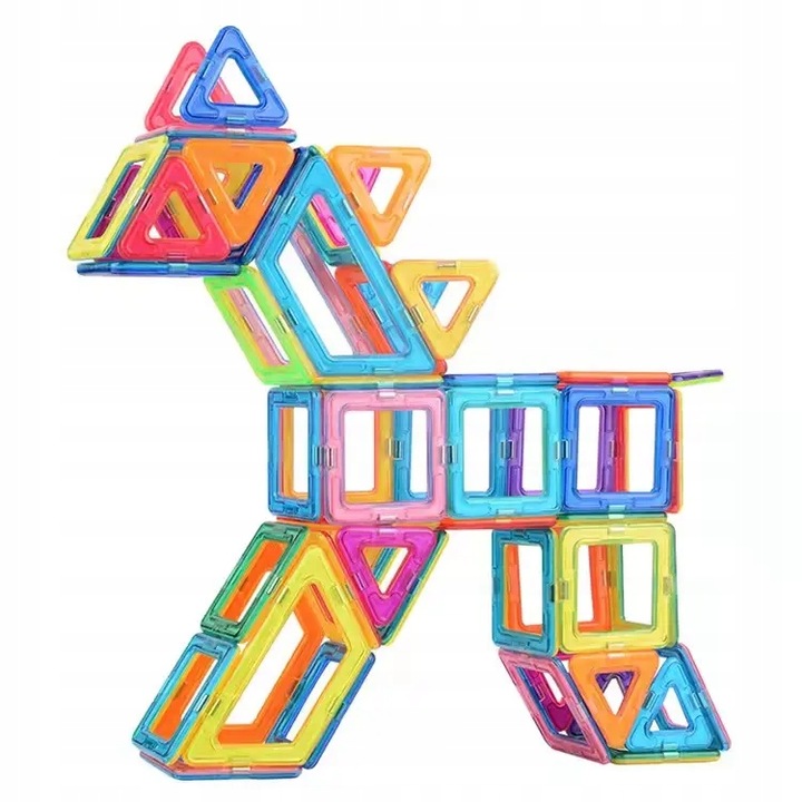 KLOCKI MAGNETYCZNE KONSTRUKCYJNE 3D ZESTAW 128 ELEMENTÓW DLA DZIECKA