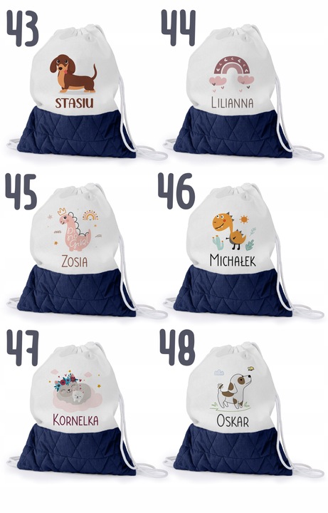WOREK DO PRZEDSZKOLA ŻŁOBKA PLECAK DLA DZIECKA Z PĘTELKĄ NA BUTY + IMIĘ