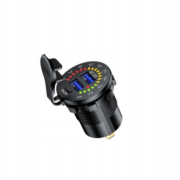 WOLTOMIERZ SAMOCHODOWY ŁADOWARKA USB QUICK CHARGE 3.0 USB USB-C 5V 3A