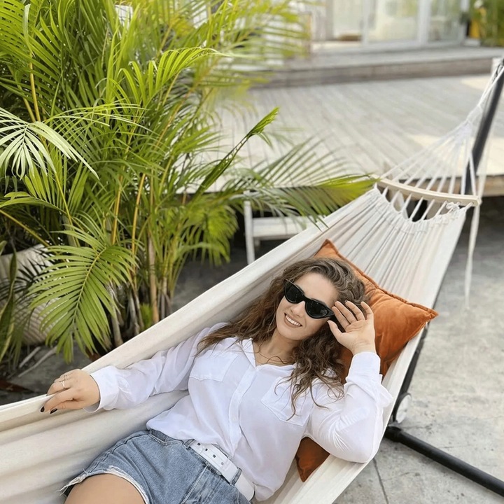 HAMAK OGRODOWY XXL BRAZYLIJSKI dwuosobowy WZMOCNIONY DRĄŻEK 260 x 155 cm