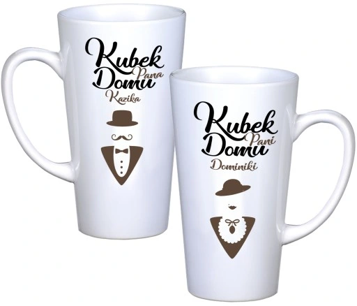 KOMPLET KUBKÓW LATTE DLA PAR PREZENT DUŻE 450ml PREZENT Z NADRUKIEM