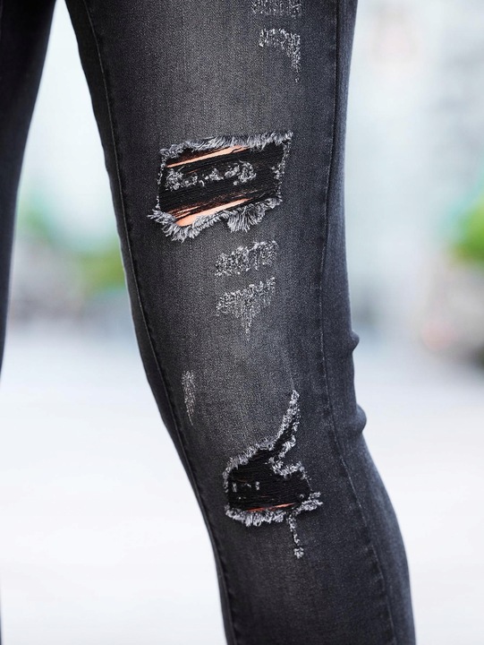 JEANSY MĘSKIE RURKI PODARTE SPRANE CZARNE SHEIN XL