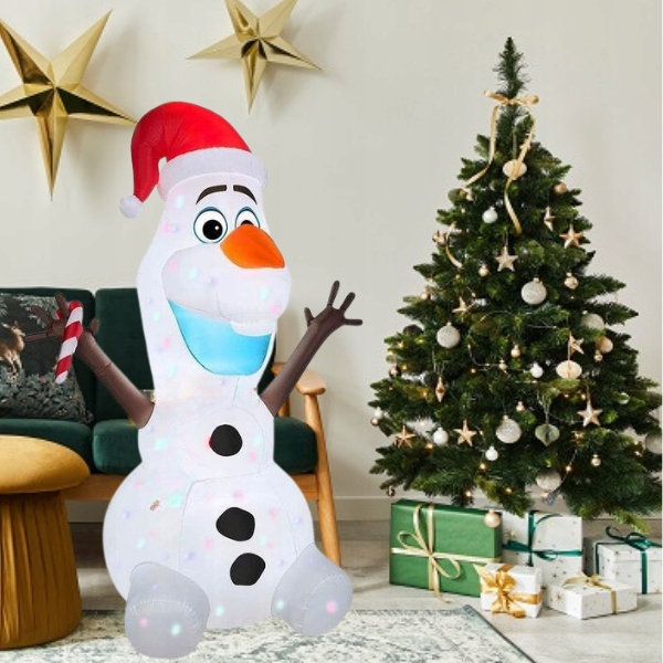 Świąteczny pompowany Bałwan OLAF 1,8m Multicolor podświetlany Led dmuchany