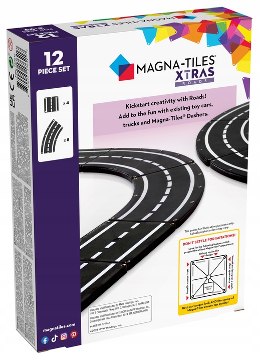 MAGNA-TILES Magnetyczna Droga Klocki Magnetyczne 12 elementów