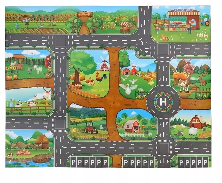 Mega Farma Gospodarstwo STODOŁA OBORA FGURKI ZWIERZĘTA DROGA + 3 TRAKTORY