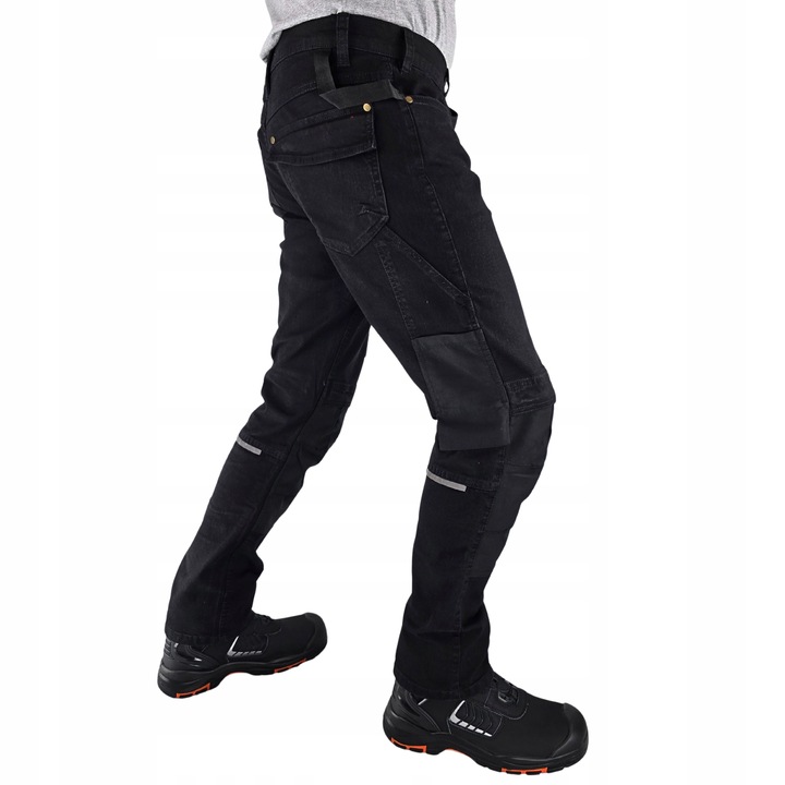 Spodnie robocze Jeans męskie Bojówki czarne Elastyczne Wygodne Stretch