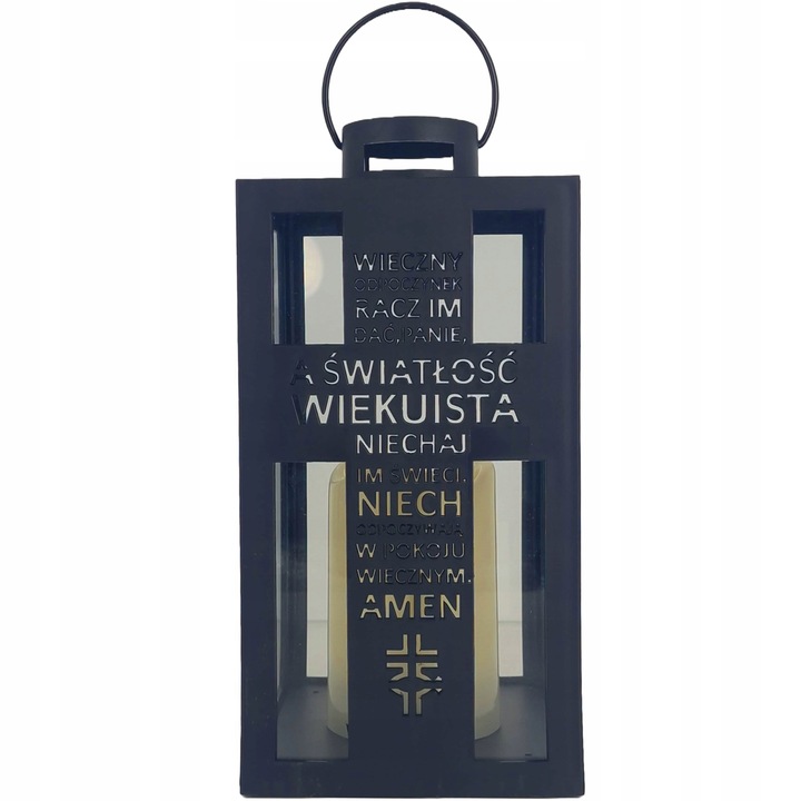 Latarenka LED z modlitwą Wieczny Odpoczynek... i świecą LED BATERIE W CENIE