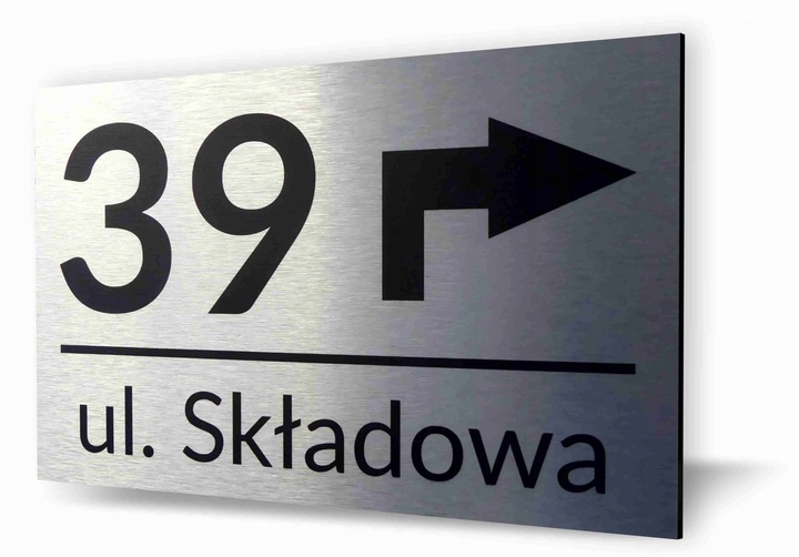 Tabliczka ADRESOWA ALUMINIOWA ZE STRZAŁKĄ Numer