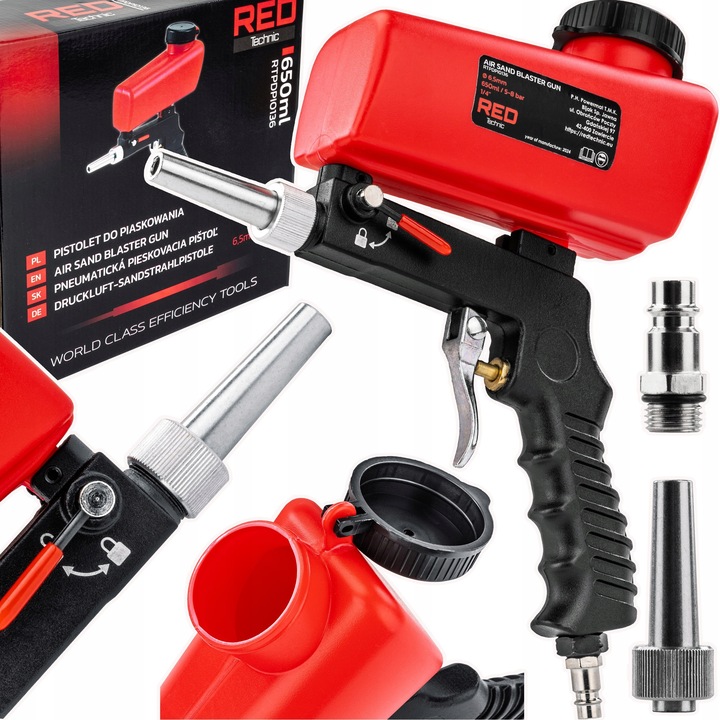 PISTOLET DO PIASKOWANIA ZE ZBIORNIKIEM PNEUMATYCZNY 650ML 1/4" 8BAR 6,5 MM