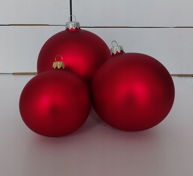 Bombki choinkowe czerwone DUŻE CZERWONY MAT szklane 12 cm super czerwień