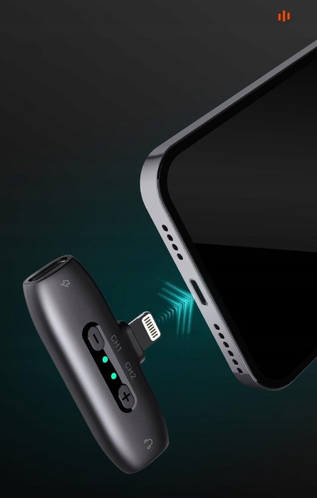 Mikrofon bezprzewodowy Hohem Lavalier Mic-01 (1 TX + 1 RX) Czarny Lightning