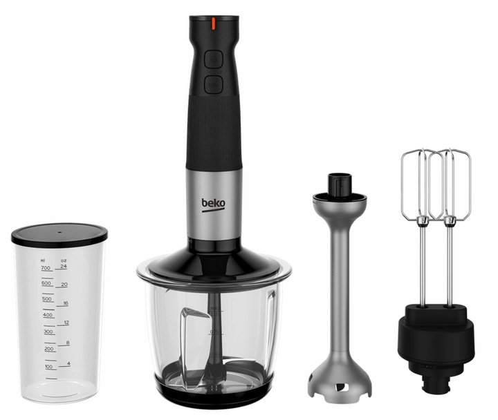 Blender ręczny Beko HBA 81762BX 750W 12 prędkości 4 ostrza 700 ml Stal