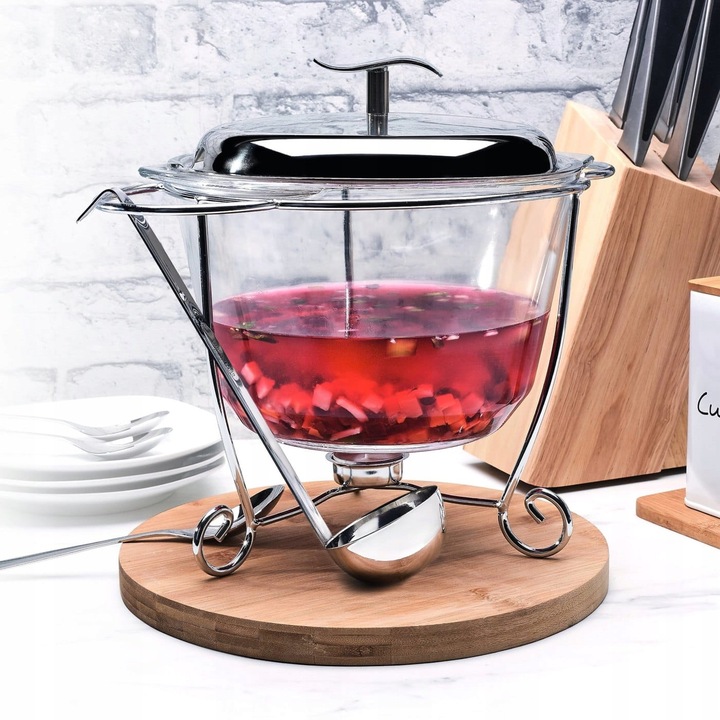 WAZA do ZUPY SOSÓW z PODGRZEWACZEM Łyżka Wazowa Srebrna STALOWA Tadar 4 l