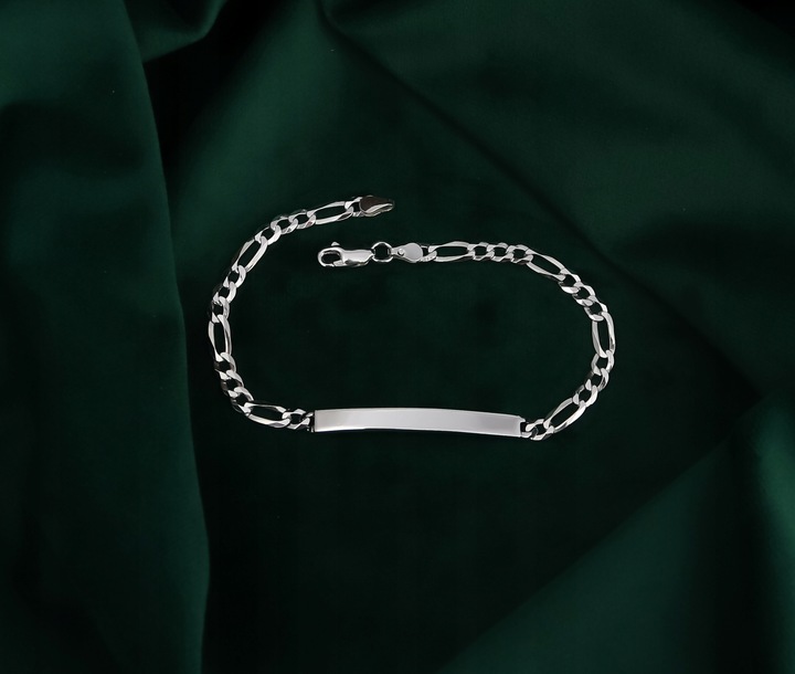 SREBRNA PEŁNA BRANSOLETKA MĘSKA FIGARO Z BLASZKĄ PR. 925 + GRAWER GRATIS