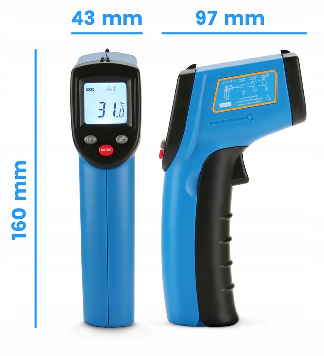 PIROMETR TERMOMETR LASEROWY BEZDOTYKOWY NA POCZERWIEŃ EMISYJNOŚĆ -50+400°C