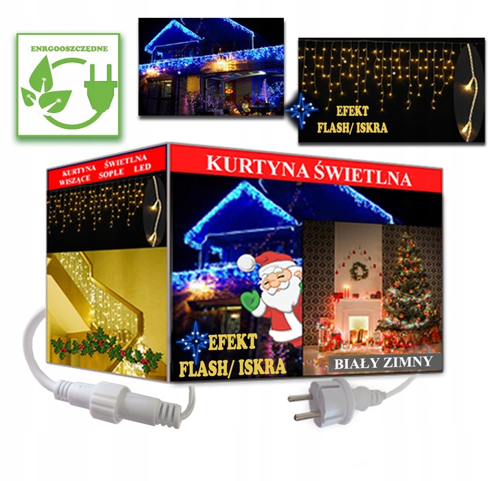KURTYNA SOPLE 200 LED ZEWNĘTRZN BIAŁY ZIMNY FLASH