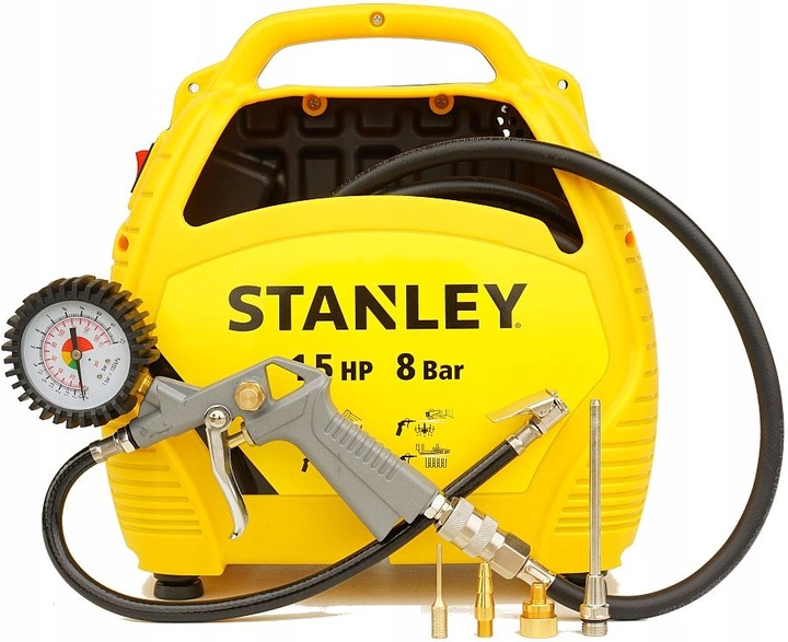 STANLEY KOMPRESOR BEZOLEJOWY SPRĘŻARKA + ZESTAW