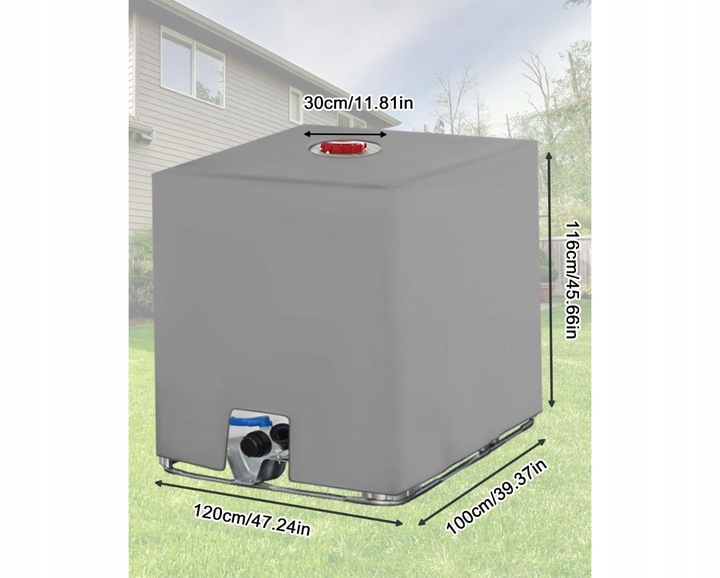 Pokrowiec na zbiornik na wodę Mauzer 1000l IBC na deszczówkę Srebrny