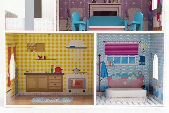 DREWNIANY DOMEK DLA LALEK WILLA MEBELKI W ZESTAWIE