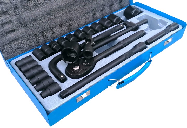 Klucze nasadowe nasadki grzechotka zestaw 1/2" 24el 8-32mm walizka metalowa