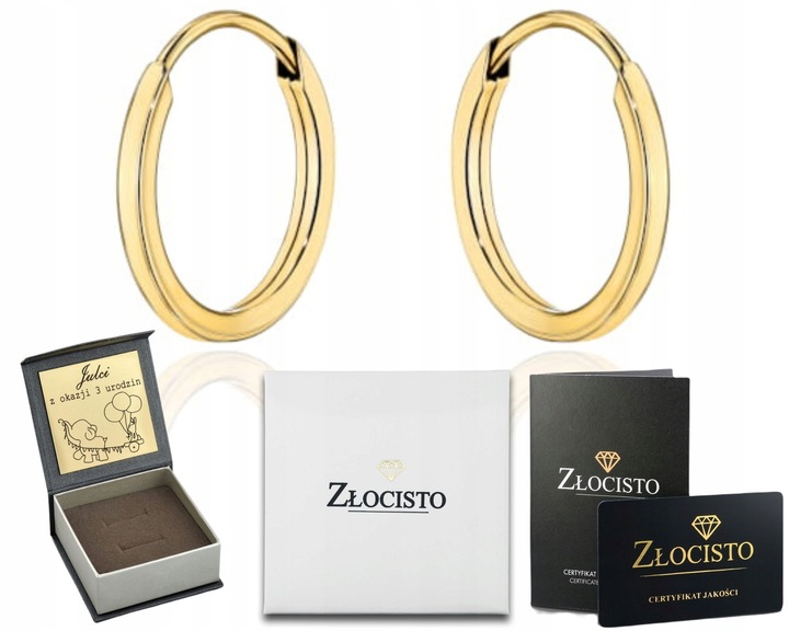 ZŁOTE KOLCZYKI KÓŁKA O KWADRATOWYM PRZEKROJU 1 CM 333