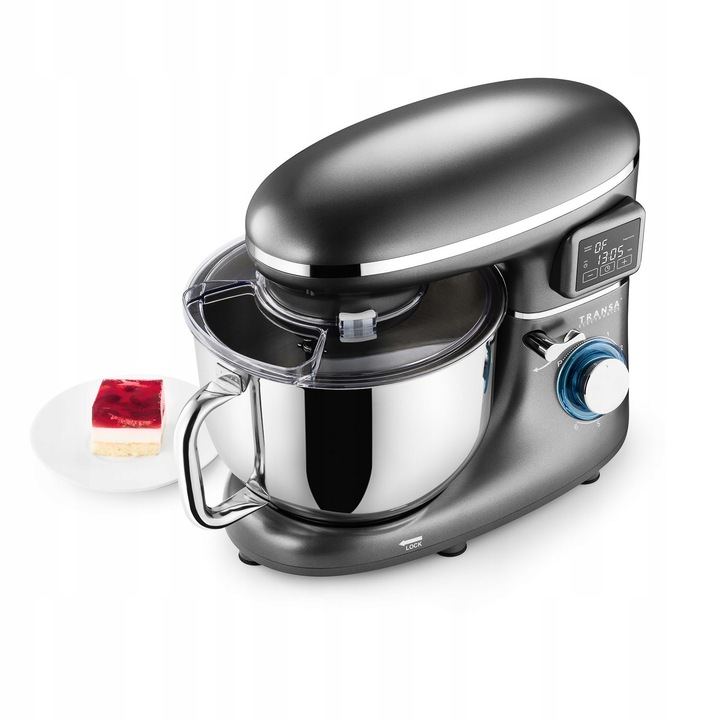 Robot planetarny z podgrzewaną misą Kuchenny Srebrny MISA 6L DUŻA MOC 3000W