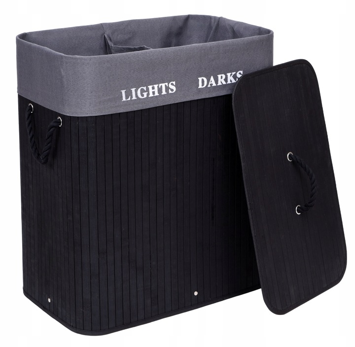 KOSZ NA PRANIE BIELIZNĘ Z BAMBUSA POJEMNIK DO SEGREGACJI KOLORÓW LOFT 100L