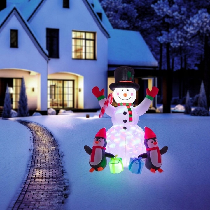 ŚWIECĄCY DMUCHANY BAŁWAN PINGWINY DEKORACJA ŚWIĄTECZNA LED RGB OZDOBA 180CM