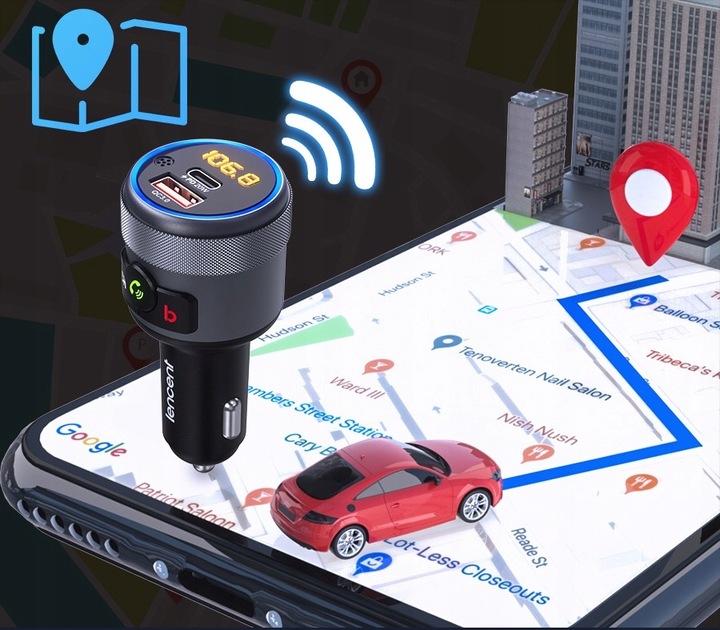 TRANSMITER FM BLUETOOTH 5.1 USB SZYBKA ŁADOWARKA QC 18W/PD 24W 12/24V BASS