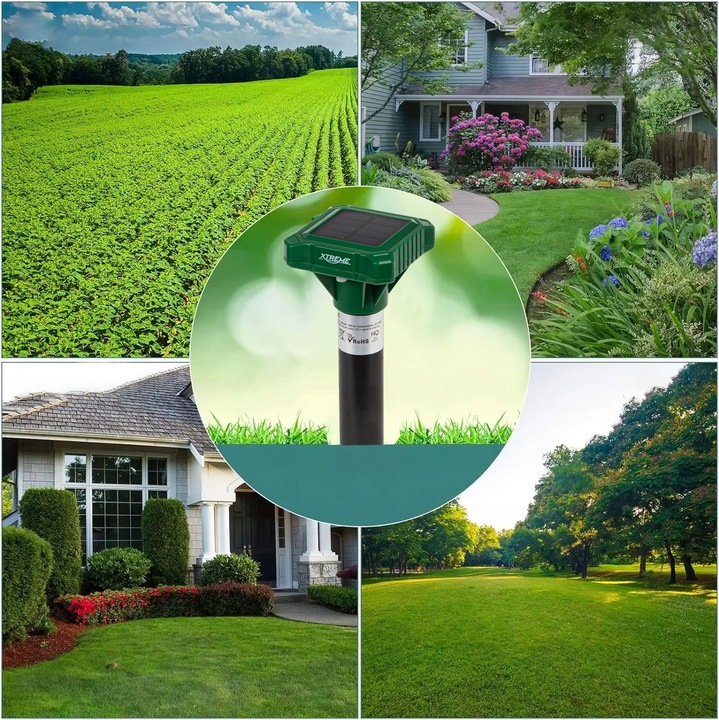 SOLARNY ODSTRASZACZ KRETÓW MOCNY NA GRYZONIE IP65 DO 560m 50-60dB 2SZT.