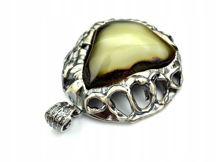 WISIOR BURSZTYN BAŁTYCKI Z CHMURKĄ SREBRO