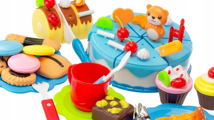 Tort Urodzinowy Misio Do Krojenia Dla Dzieci Z Akcesoriami 80 El. Niebieski