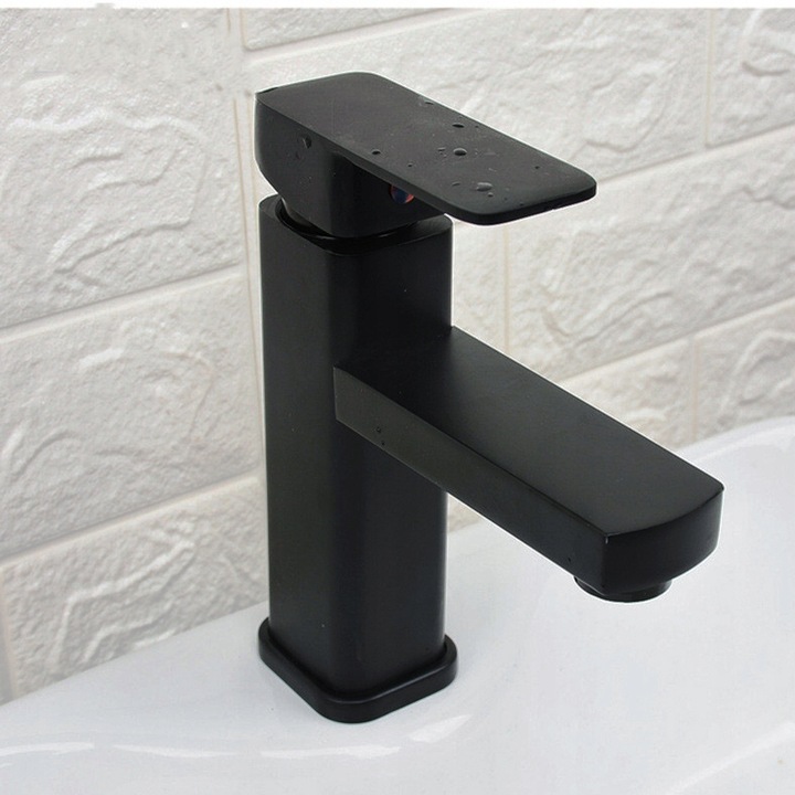 CZARNA BATERIA UMYWALKOWA STOJĄCA ŁAZIENKOWA CUBIC LOFT KRAN DO UMYWALKI