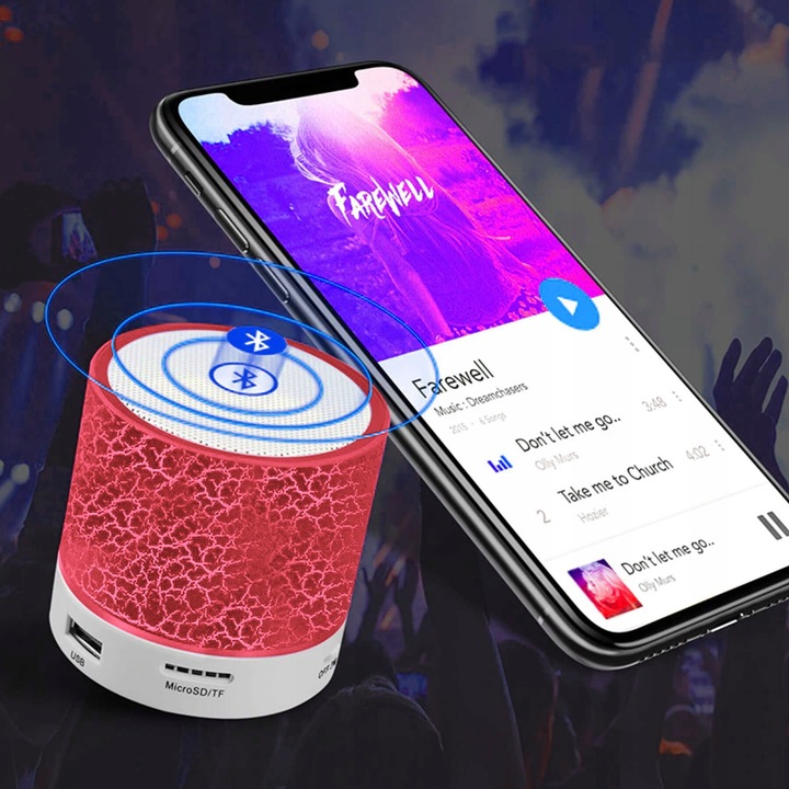 GŁOŚNIK BEZPRZEWODOWY PRZENOŚNY BLUETOOTH LED