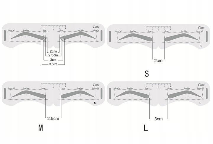 Szablony do stylizacji brwi linijka symetryczna U