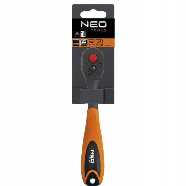 NEO 08-514 Grzechotka odgięta 1/4" 150 mm