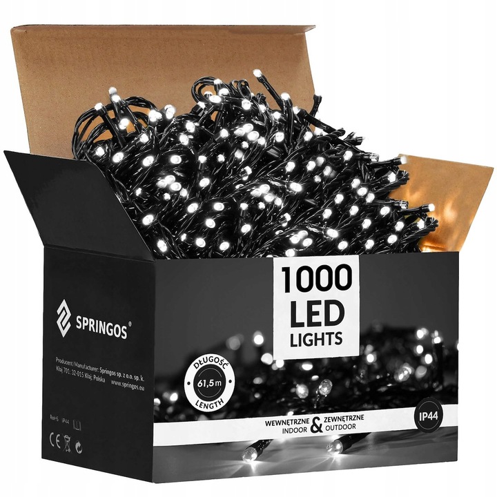 ŚWIATEŁKA LAMPKI LED ZEWNĘTRZNE CHOINKOWE BIAŁY ZIMNY 1000 LED 60M CHOINKĘ