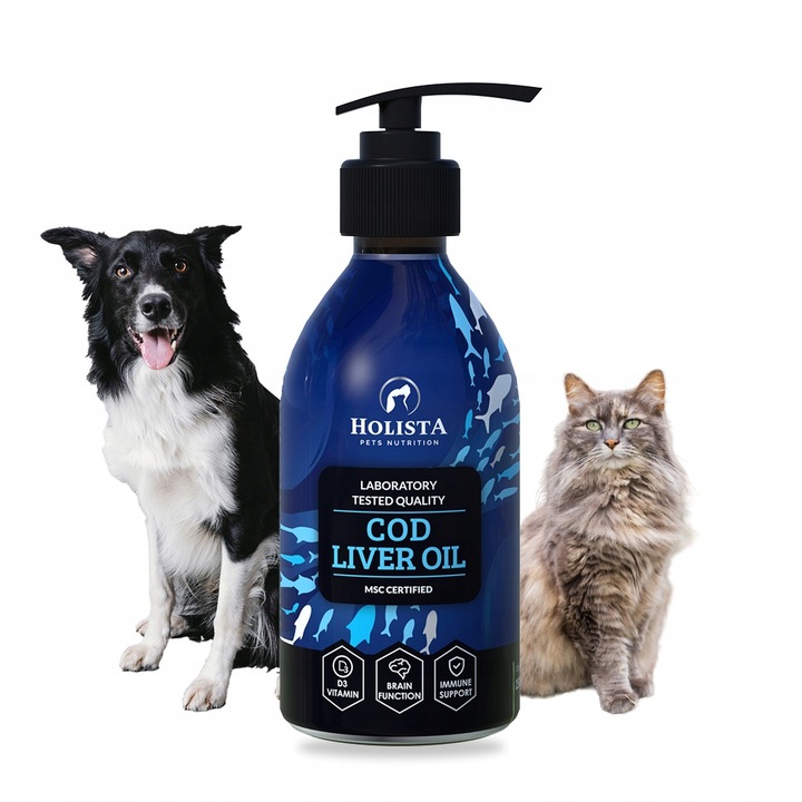 HOLISTA COD LIVER OIL TRAN z DORSZA OLEJ dla Psa KOTA WITAMINY A D3 250ML